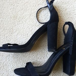 Black suede heels